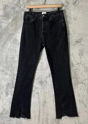 ANINE BING Roxanne Jean Black Tie Split Cuffs Raw Hems 32 Modern Chic Effortless thumbnail 1
