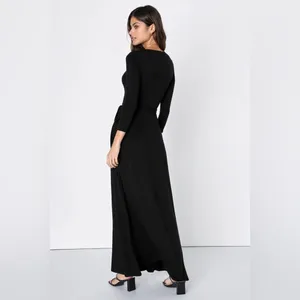 Lulu’s black maxi wrap dress garden district thumbnail 2