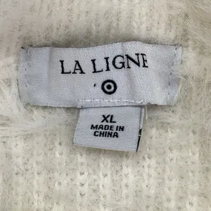 La Ligne Navy Blue and White Stripe Pullover Sweater‎ XL Oversized Crop-flaw thumbnail 2