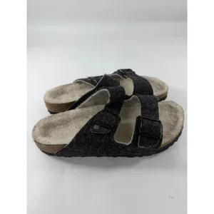 Birkenstock Arizona Shearling Anthracite Wool Felt Sandals 36 L5 Narrow Black thumbnail 2