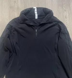 Lululemon 12 Running 1/2 1/4 Zip Pullover Mock Top Black Reflective Chevron thumbnail 1