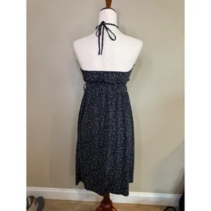 Charlotte Russe Black White Polka Dot Halter Midi Dress Empire Waist Small thumbnail 3