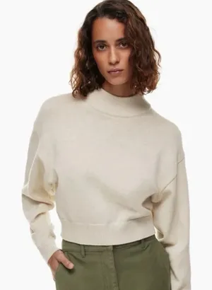 Aritzia Wilfred Free Harper Mock Neck Crop Knit 100% Wool Crop Sweater Size XS thumbnail 1