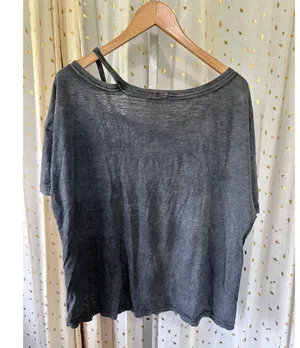 We The Free People Alex Cutout Drop Shoulders Slouchy Oversized Tee T-Shirt M thumbnail 6