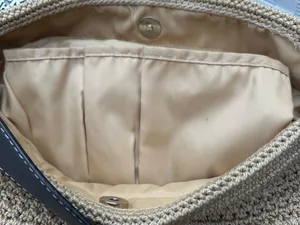The Sak Crocheted Shoulder/ Hobo Bag, Tan/Khaki, Brown Leather Trim thumbnail 11