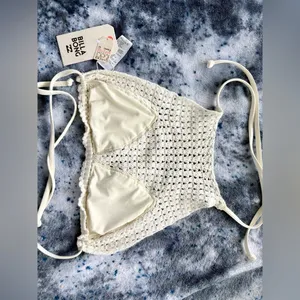 NWT Billabong Crochet Bikini Set – White/Black thumbnail 4
