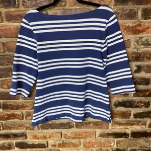 Old Navy Blue White Striped 3/4 Sleeve Blouse Women's Size Large thumbnail 6