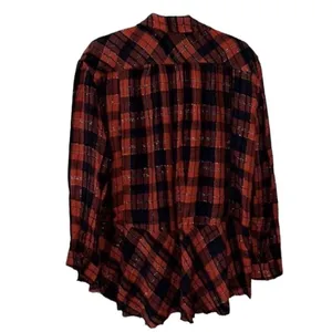 Free People Red & Blue Plaid Tunic Oversized Wool Blend Top(Size Small) thumbnail 5