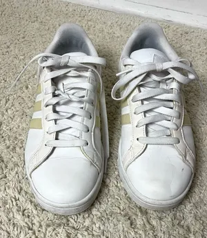 adidas White Cloudfoam Classic three striped sneakers thumbnail 1