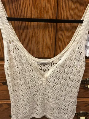 Abercrombie & Fitch Ivory Crochet Tank thumbnail 1