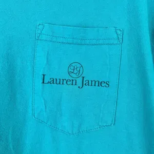 Laura James Large Long Sleeve Turquoise Graphic Tee Southern Comforts Football thumbnail 4