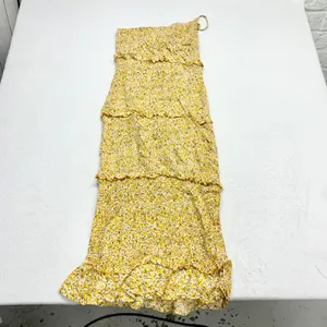 PRETTYGARDEN One Shoulder Floral Maxi Dress Womens Size M Yellow Smocked Viscose thumbnail 3