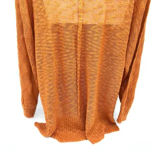 Mittoshop Rust Loose Texture Long Sleeve knit Top/Sweater in Pumpkin-Size L thumbnail 8