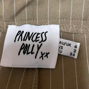 Princess Polly Women's Brown Tan Striped Pleated Straight Trousers Dress Pants 2 thumbnail 4