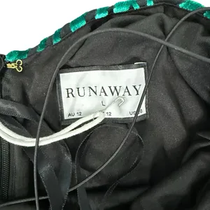 Runaway Lionell Emerald Green Zebra Stripe Backless Maxi Dress Sz 8 / L NEW Tags thumbnail 7