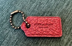 Coach Leather Key Chain Charm Hang Tag Metallic Red With Gray Hardware thumbnail 1