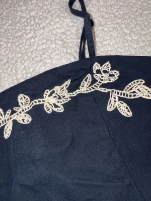 Lulu’s Embroidered Navy Crop Tank thumbnail 3