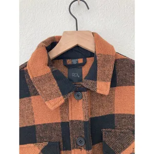 RDI Fall Western Buffalo Plaid Brown Black Oversized Shirt Jacket Shacket Small thumbnail 3