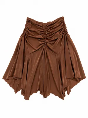 Dance America Ballroom Dance Skirt Brown Ruched Handkerchief Hem XS thumbnail 2