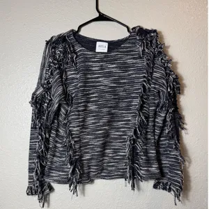 MISA Los Angeles‎ Fringe Sweater Black White Textured Knit Size S thumbnail 2