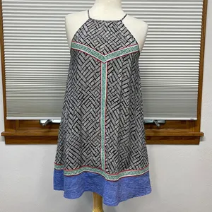 THML Black Patterned Colorful Embroidered Halter Neckline Mini Dress Size XS thumbnail 2