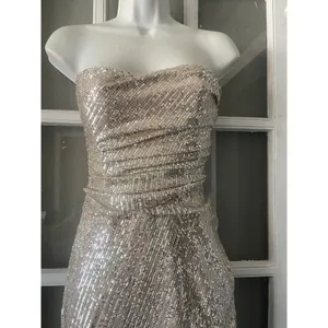 Lavish Alice sequin bandeau wrap dress in silver sequin thumbnail 5
