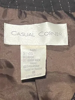 Vintage Wool Casual Corner Brown Pinstripe Wool Blend Blazer SZ 10 Office Siren thumbnail 3