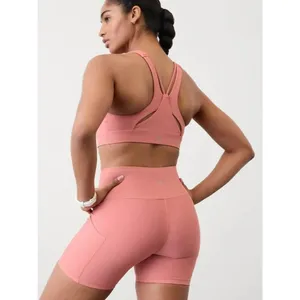 Athleta M Interval Stash 5" Bike Short Medium Natural Rose thumbnail 2