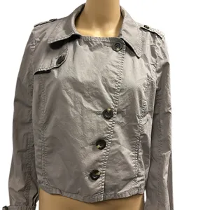 Caslon Cotton Tan Khaki Button Up Lightweight Jacket Imported Womens Large thumbnail 2