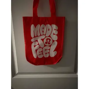 Lululemon Red Made To Feel Reusable Tote Bag Graphic Gym Shopping Carryall Small thumbnail 2