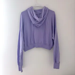 Light Purple Hollister Crop Oversized Terry Full-Zip Hoodie thumbnail 3