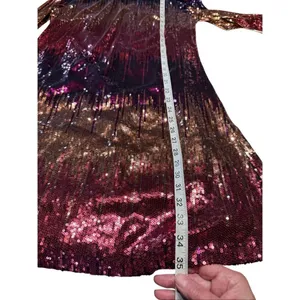 Maison Tara Sequin Long Sleeve Mockneck Mini Dress Sz 12 Purple/Gold/pink NWT thumbnail 7