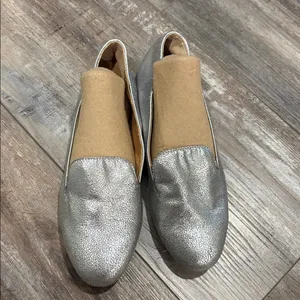 J Crew Metallic Silver Loafers size 7 thumbnail 2