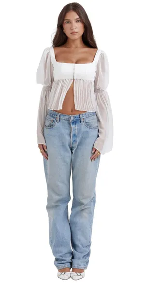 House Of CB Lucie White Pleated Top thumbnail 6
