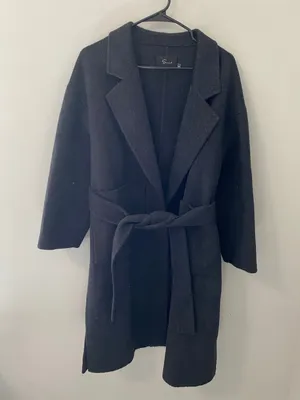 Sherl Studio Gray Wool Blend Belted Wrap Coat Women's Small thumbnail 1