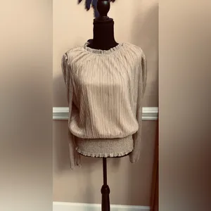 Joie Shimmer Metallic Smocked Blouse thumbnail 4