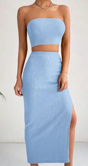 Shein light blue skirt and top set thumbnail 1