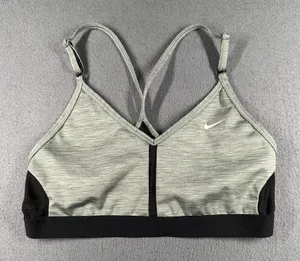 Nike Sports Bra Womens Small Gray‎ Black Dri-FIT Strappy Crossback Athletic thumbnail 1