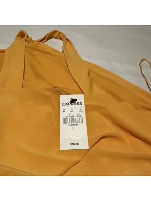 Express Yellow Sleeveless Halter Top Bodysuit Sz L Large $58 thumbnail 9
