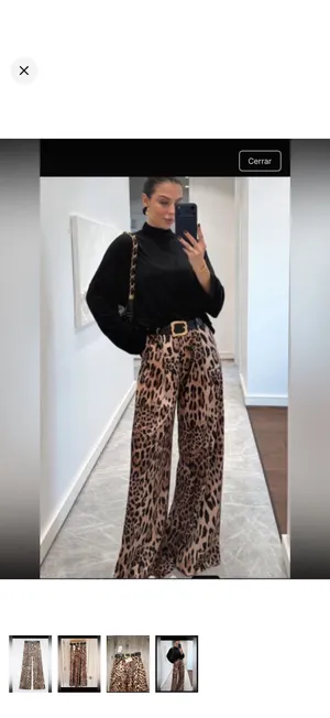 Zara Leopard-Print Wide-Leg Pants in Brown and Black thumbnail 4