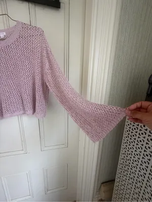 Pink Open-Knit Sweater thumbnail 4