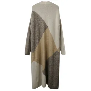Sincerely Jules Casper Cardigan Beige Tan Brown Colorblock Long Sweater Medium thumbnail 3