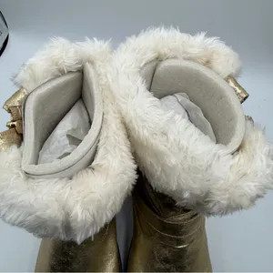 G by Guess Gold Metallic Faux Fur Fold Over Winter Boots Women’s 6 NWOB thumbnail 9