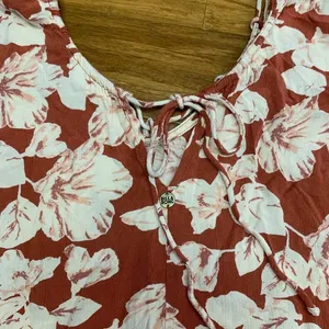 Billabong Winding Roads Top Womens‎ Small Floral Blouse Long Sleeve Tie Neck thumbnail 5