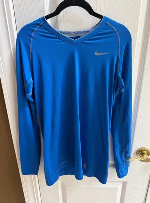 Nike Long Sleeve Dri-FIT Top - Royal Blue with Silver Swoosh thumbnail 1
