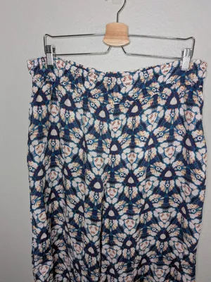 Anthropologie Geometrical Blue White Wide-Leg Pull on Pants XL thumbnail 2