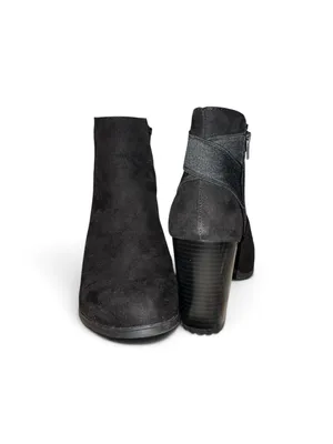 a new day Black Suede Ankle Booties with Block Heel thumbnail 2