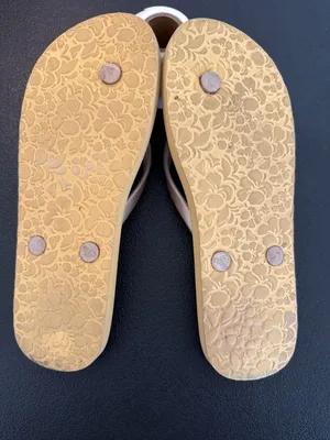 Roxy Women's Flip Flop Sandal Melon III Style Mustard Floral Gold Lettering thumbnail 3