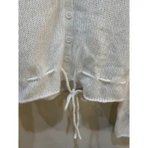 John Galt White Button Front Tie Cardigan Wool Angora Blend White One‎ Size thumbnail 5