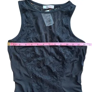 NWT A’Gaci Black lace & mesh bodysuit S floral lace sexy body suit club festival thumbnail 4
